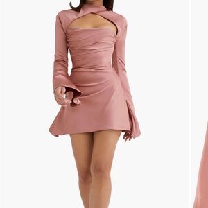 House of CB Toira long sleeve satin corset mini dress
